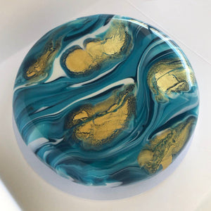 Marble Blue & Gold Mirror Glaze Cake