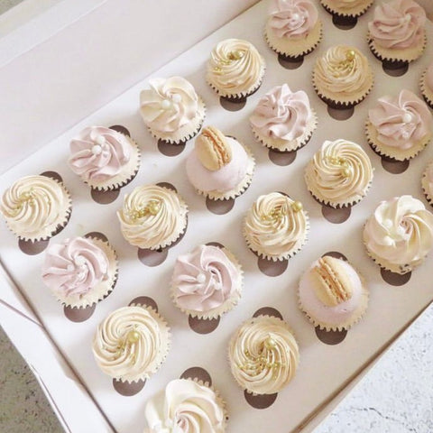 Mini Light Pink, Beige & Gold Cupcakes