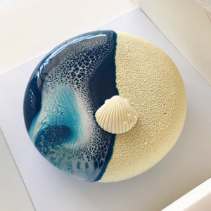 Coastal Enchantment Mirror Glaze Cake